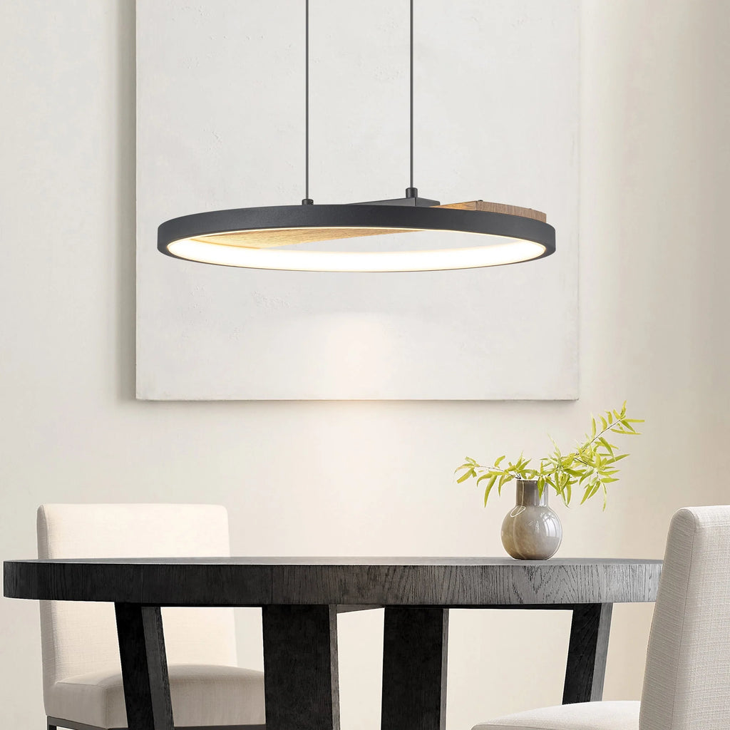 LED Circle Round Wood Pendant F8521