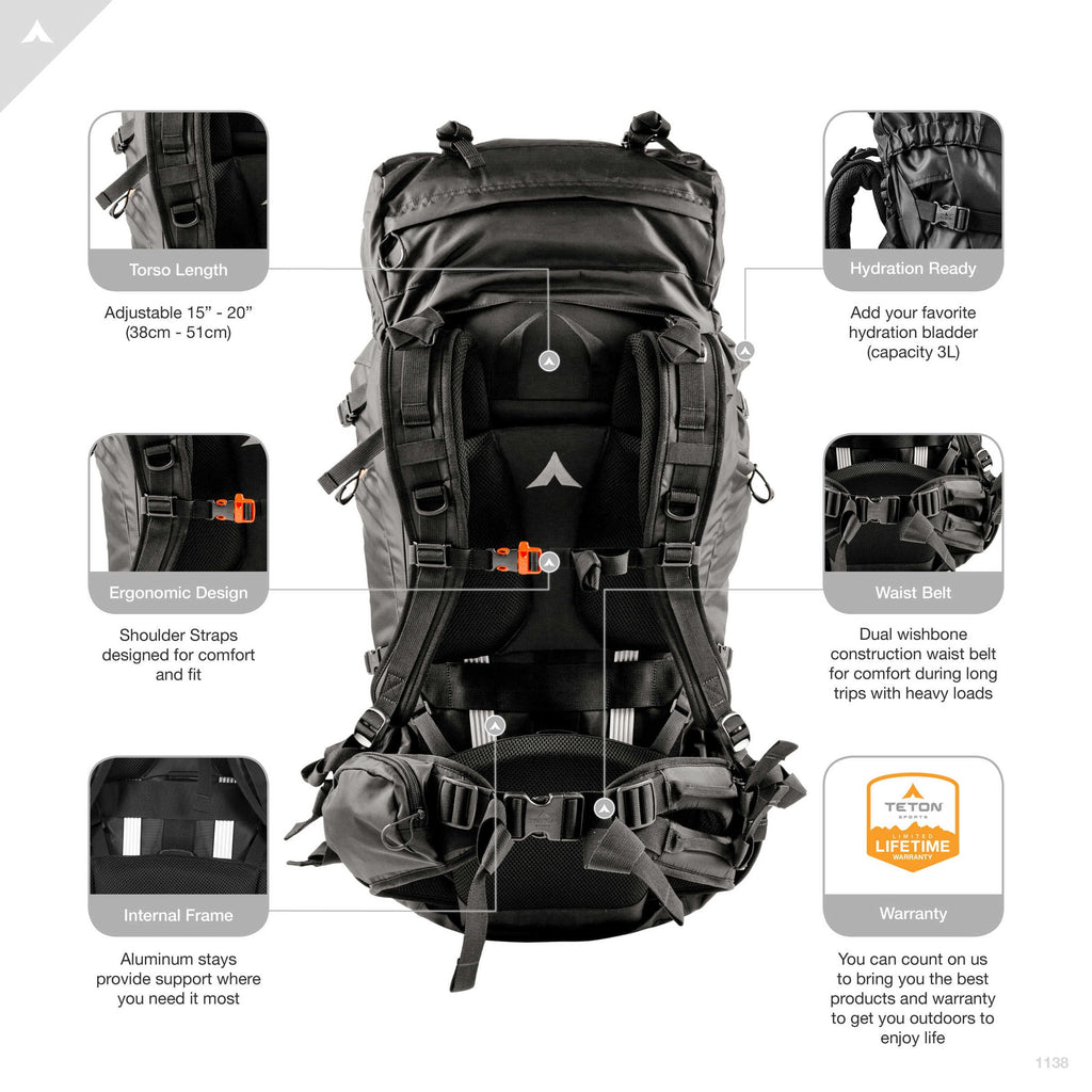 Black 66 ltr Backpacking Backpack H238