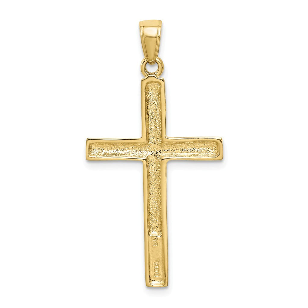 10k Solid Gold Polished Cross Pendant Necklace L902
