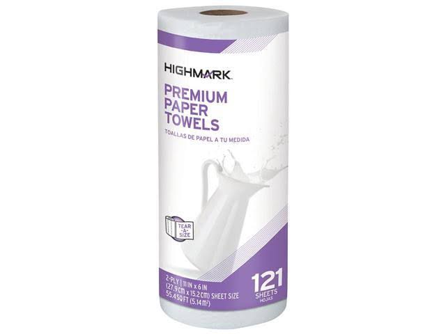 White 2-Ply Kitchen Roll Towels, 121 Towels per Roll, Case of 24 Rolls K326056