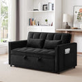 Blue Velvet Double Convertible Sofa Bed with Storage Bag and Pillow Q875800