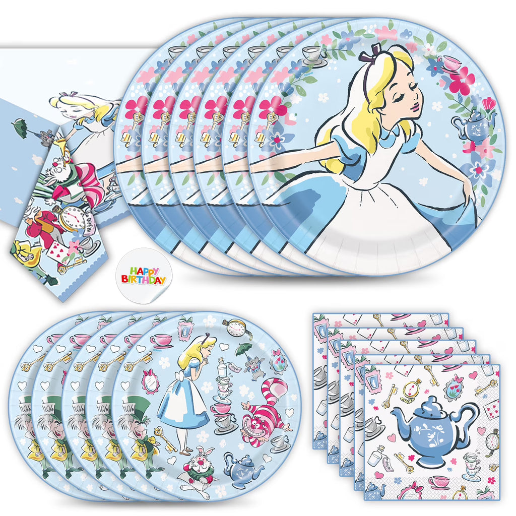 Large Paper Plates, Dessert Plates, Napkins & Table cover Birthday Tableware Set Q265951