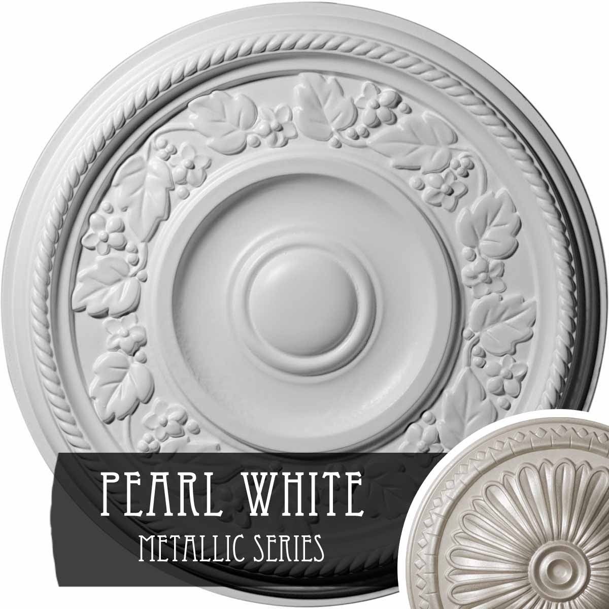 16 1/8x22OD x 3/4x22P Ceiling Medallion, Hand-Painted Pearl White Z545