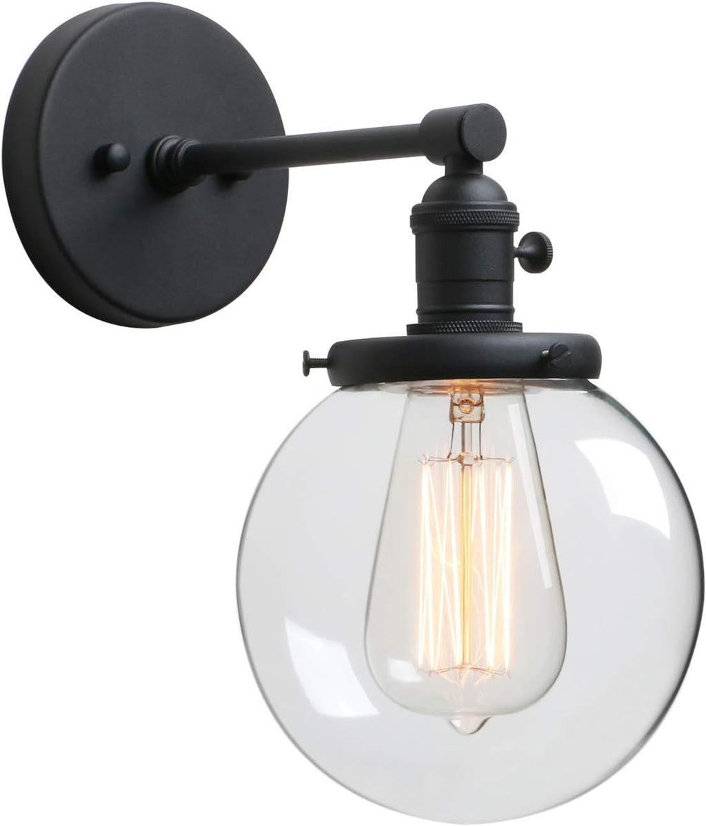 Industrial Wall Light Globe Wall Sconce with 5.9 Inch Clear Glass Canopy L4621