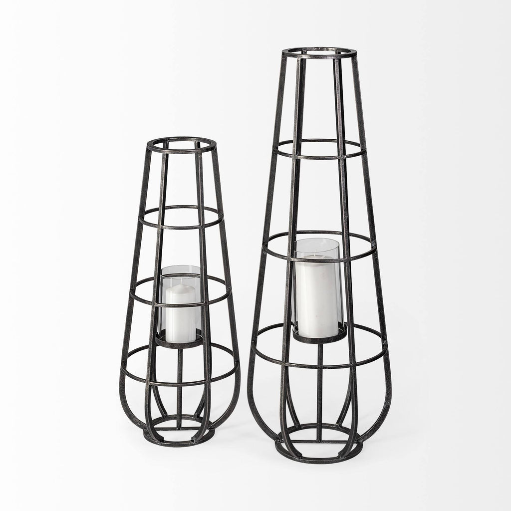 Black Metal Candle Holder Lantern C799
