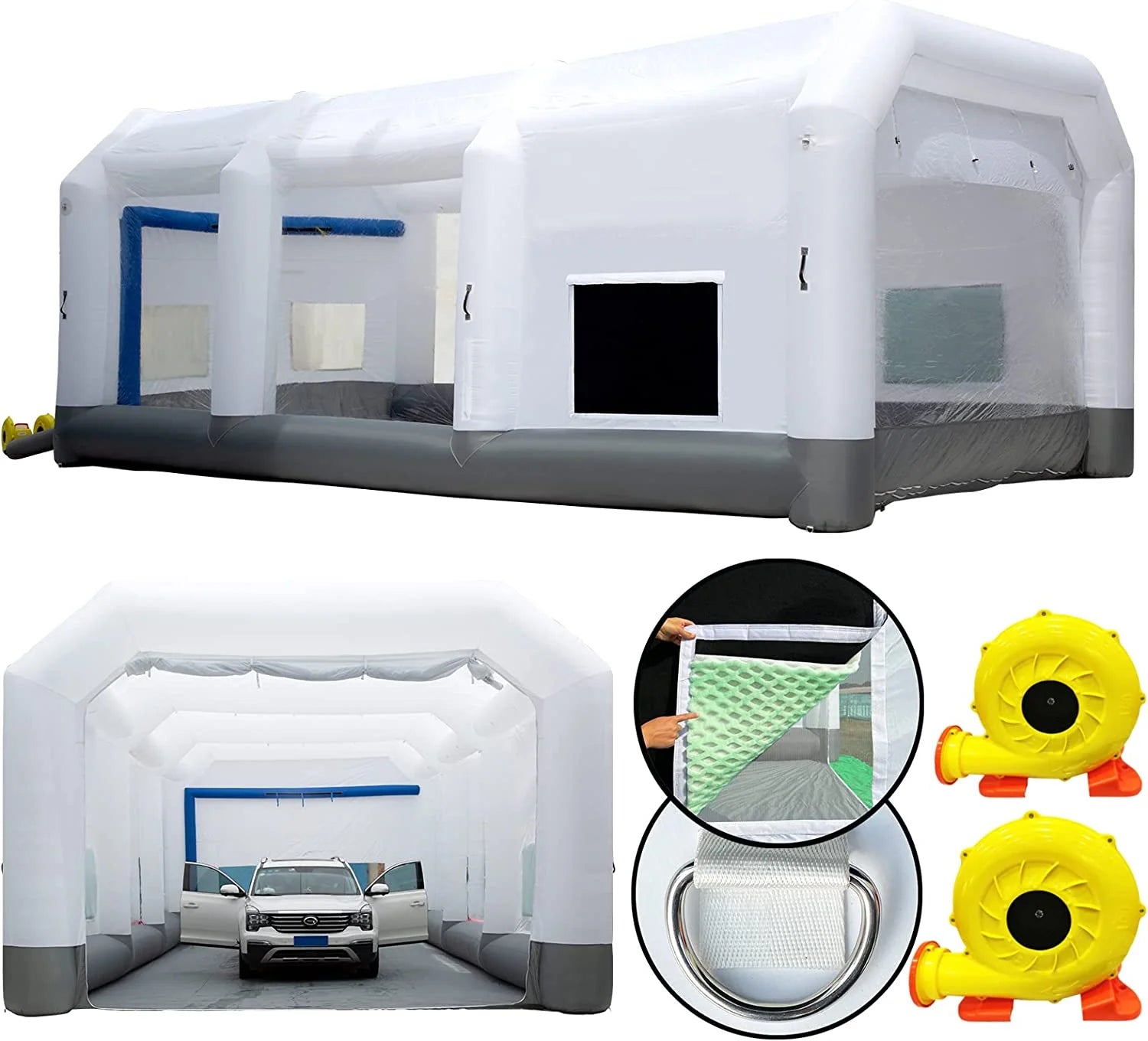 Inflatable Paint Booth 33X20X15Ft Portable Spray Booth Tent With 2 Big Blowers A97150