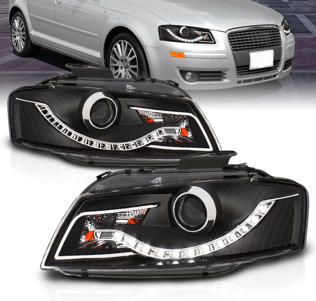 Black R8 LED Style Projector Headlights for Audi A3 G5043