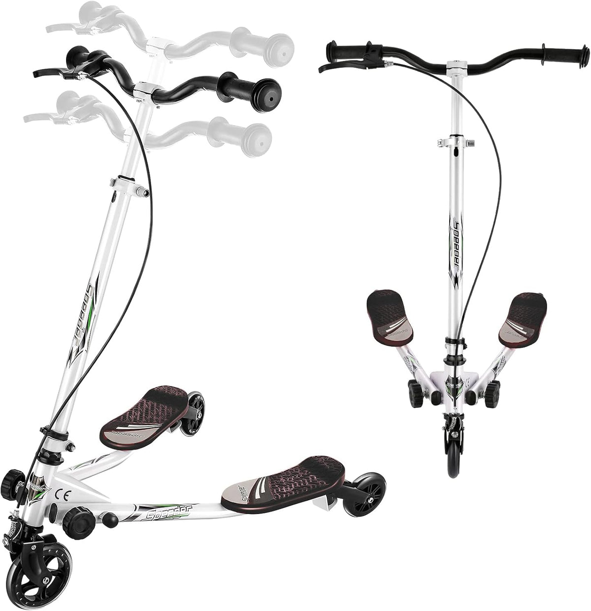 Foldable 3 Wheel Wiggle Scooter with Adjustable Height Handle, Pack of 2 N68096