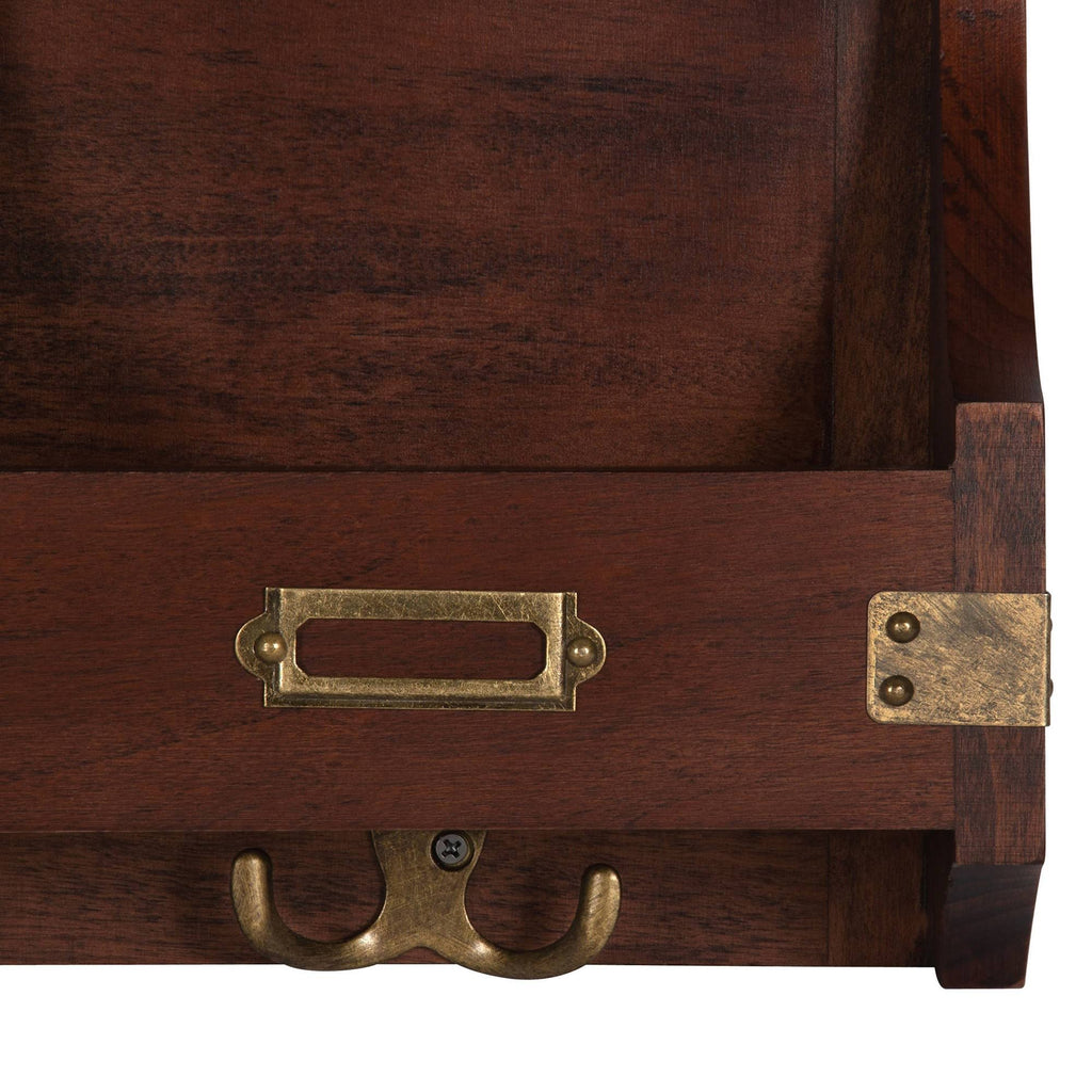 Decorative Rustic Wood Home Organizer with Chalkboard, Pockets, and Key Hooks R686