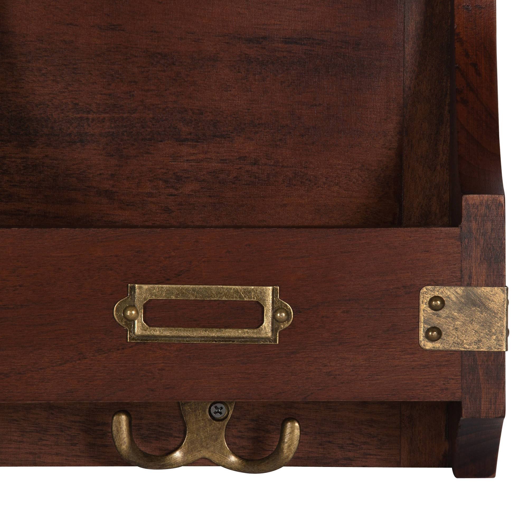 Decorative Rustic Wood Home Organizer with Chalkboard, Pockets, and Key Hooks R686