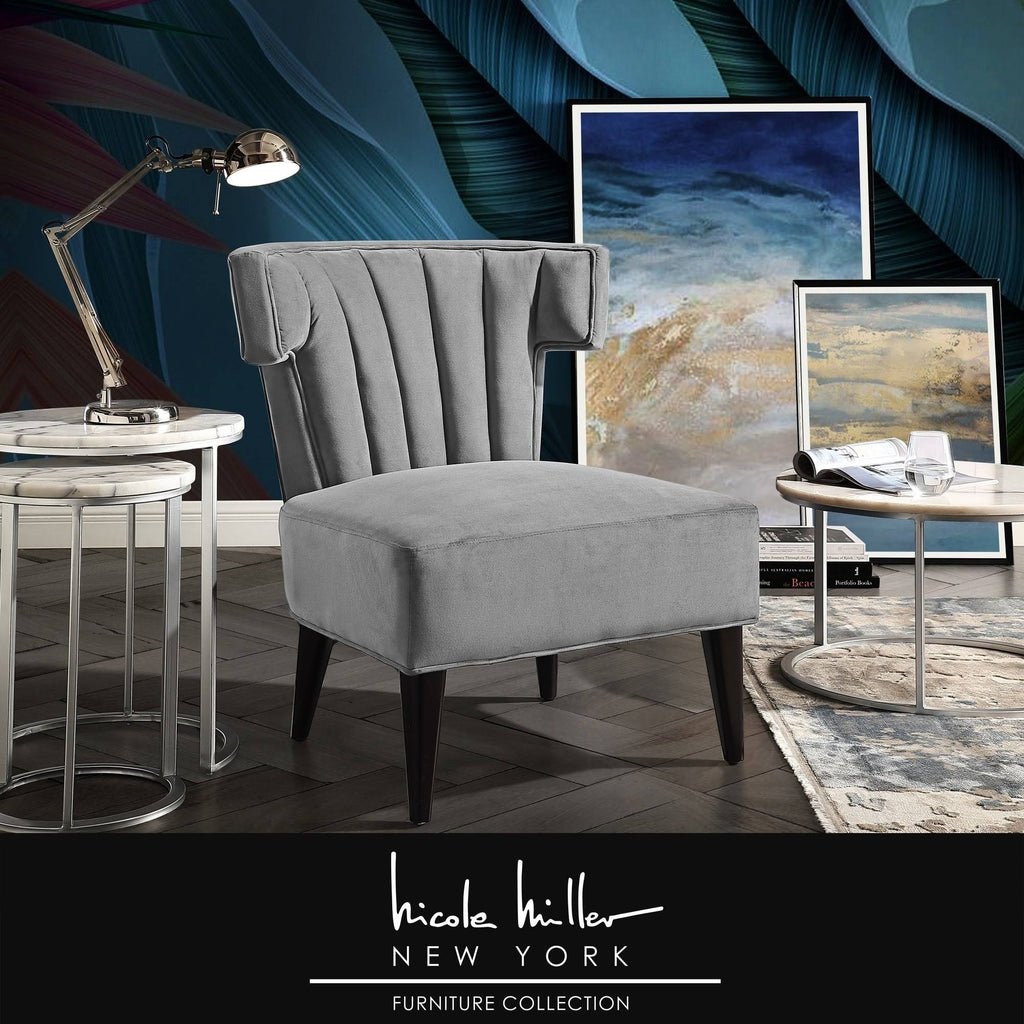 Grey Armless Velvet Accent Chair I20481
