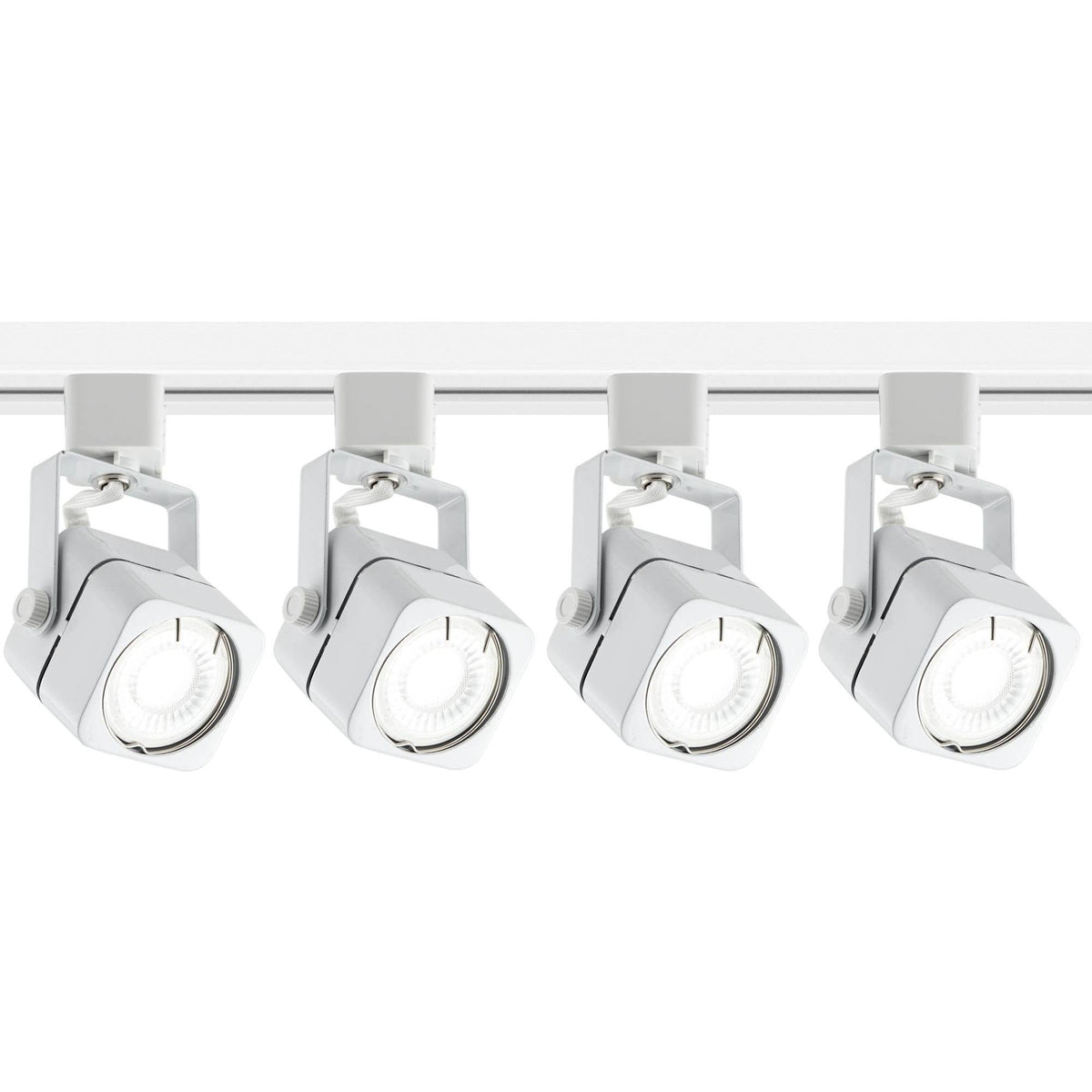 4-Light White Square LED Track Kit with Floating Canopy B47145