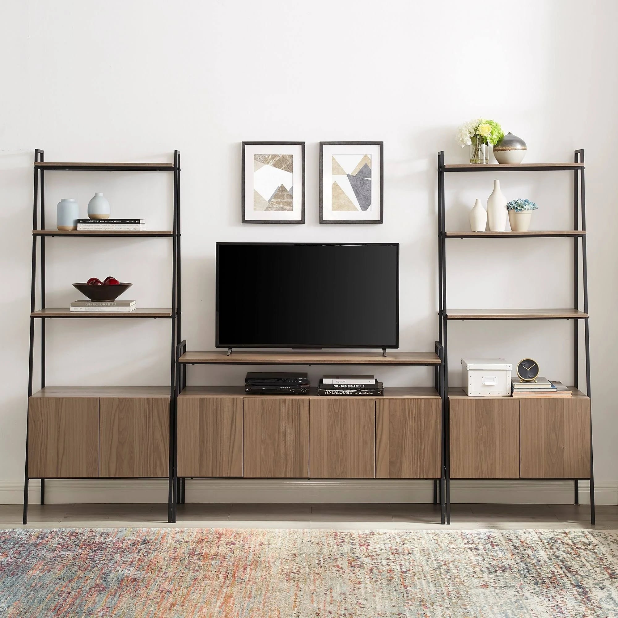 3-Piece Ladder Storage Entertainment Wall - Mocha S929