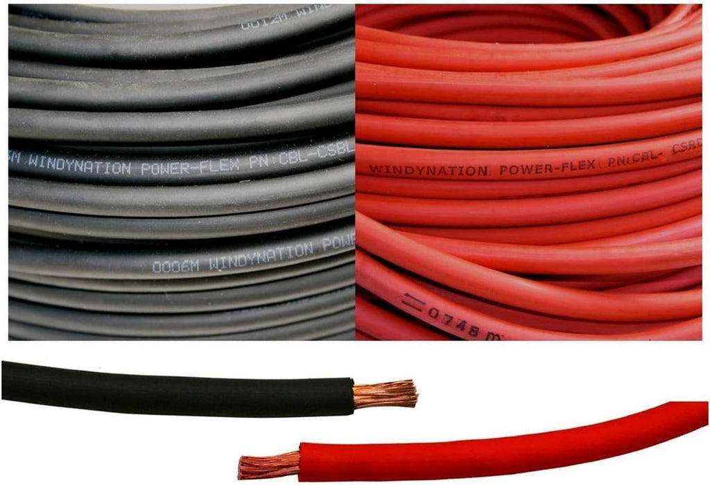 6 Gauge 25 Feet Black + 25 Feet Red Pure Copper Flexible Cable Wire V251