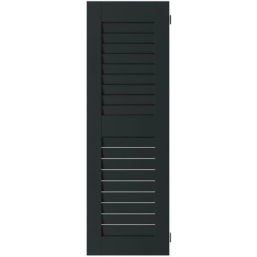 2-Pack 12-in W x 60-in H Black Forest Green Louvered Wood Exterior Shutters Q12041