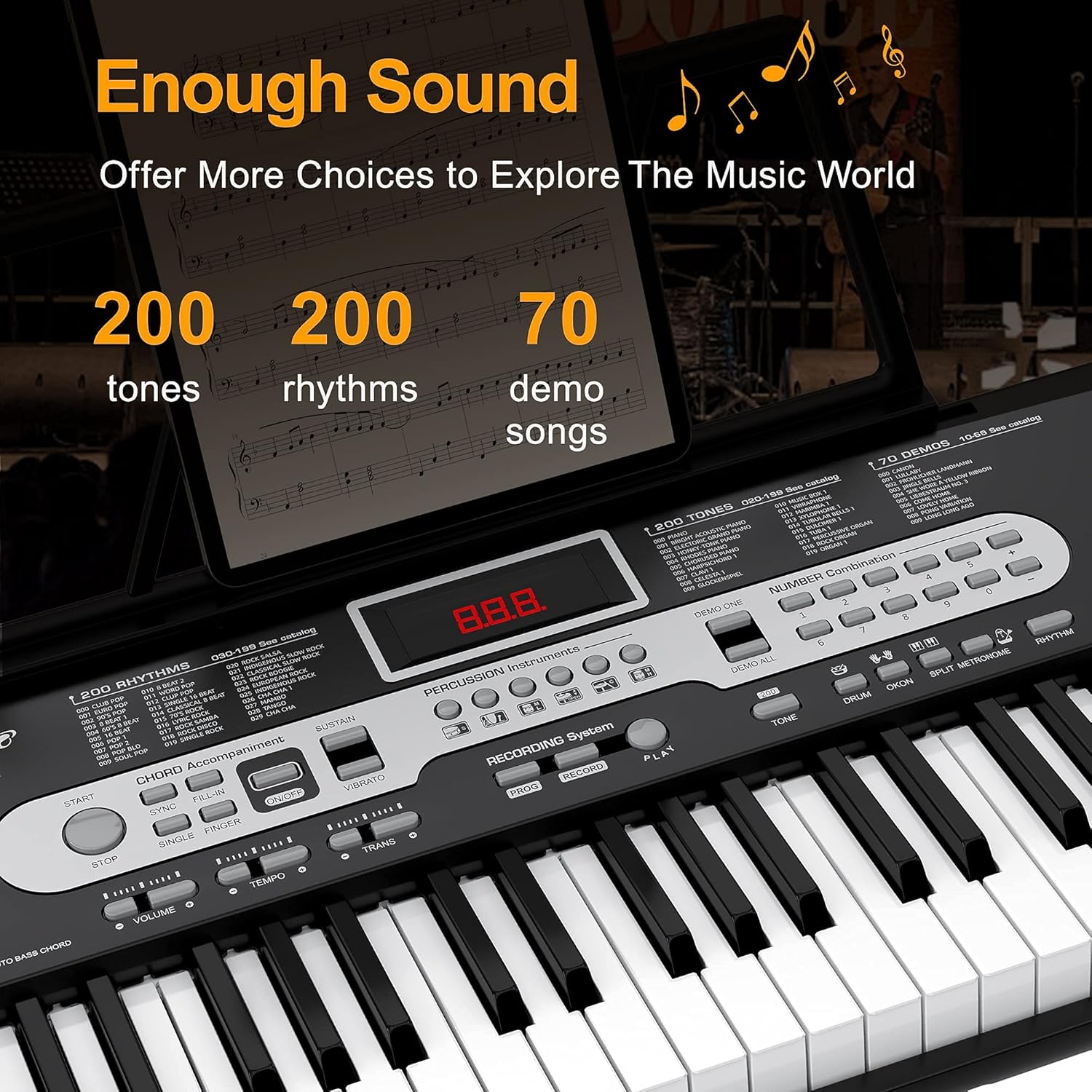 61-Key Portable Electric Keyboard Piano with LCD Display B305587