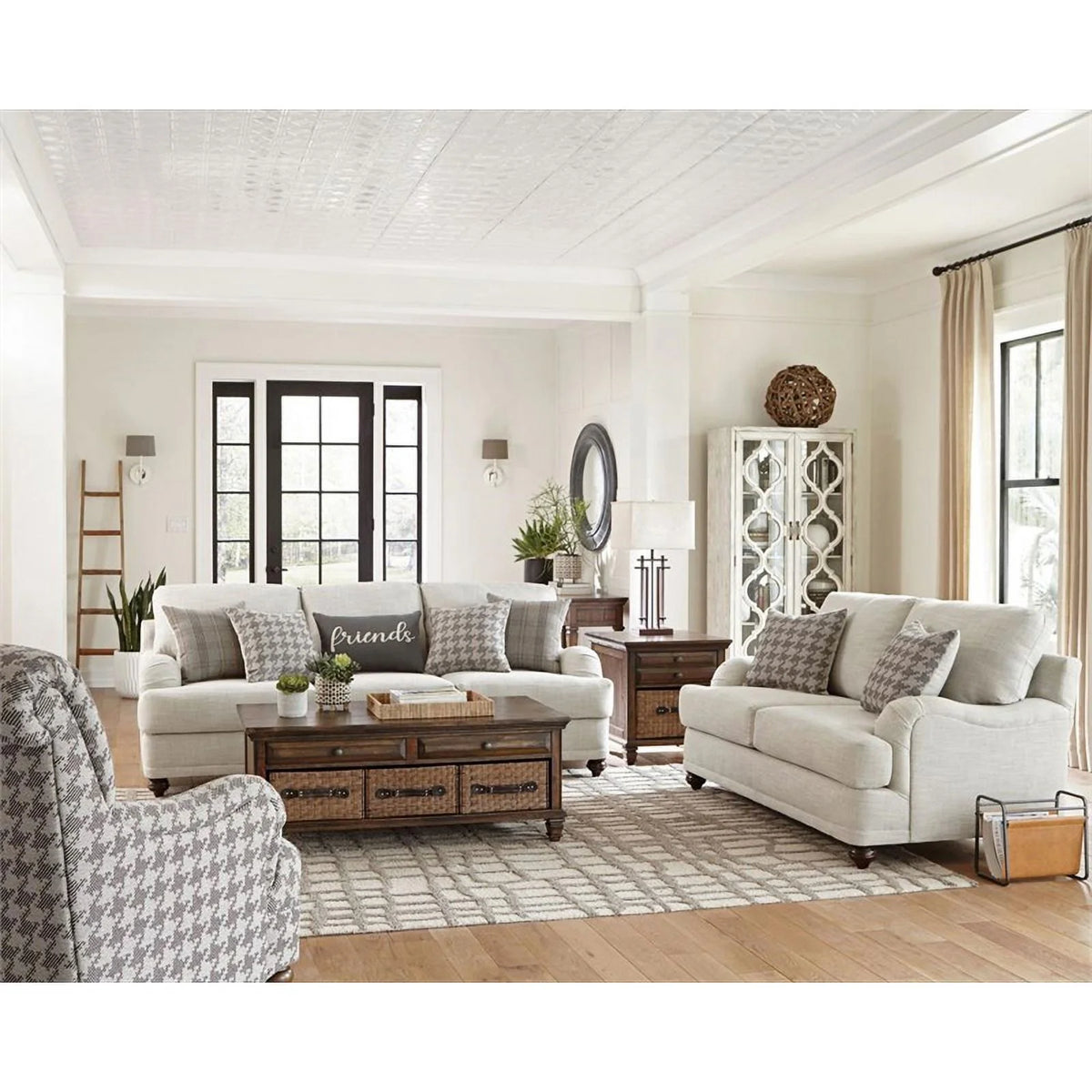 Light Gray Fabric Upholstered Cushion Back Sofa A4305