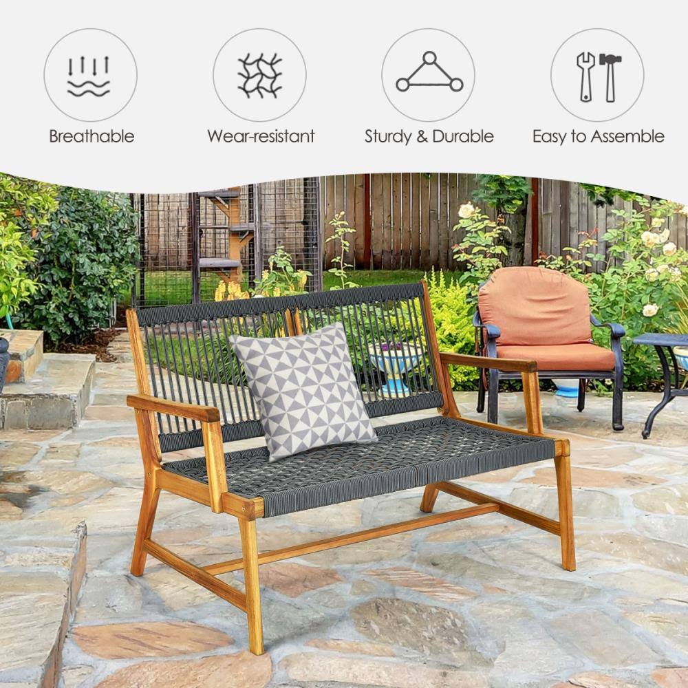 Grey Acacia Wood 2-Person Bench L875663