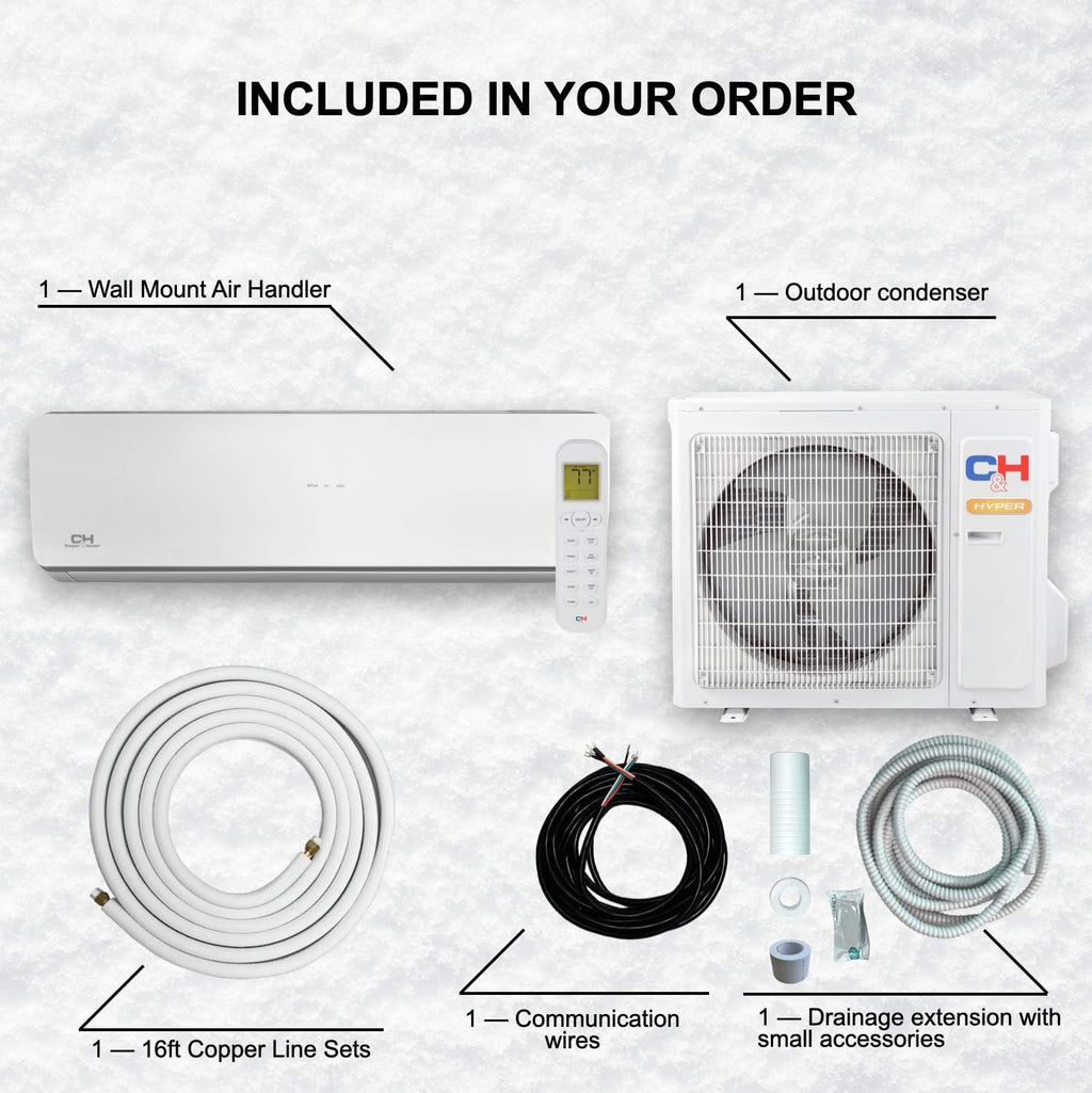 18,000 BTU Ductless Mini-Split Air Conditioner Heat Pump with 16FT Copper Line Set J5016
