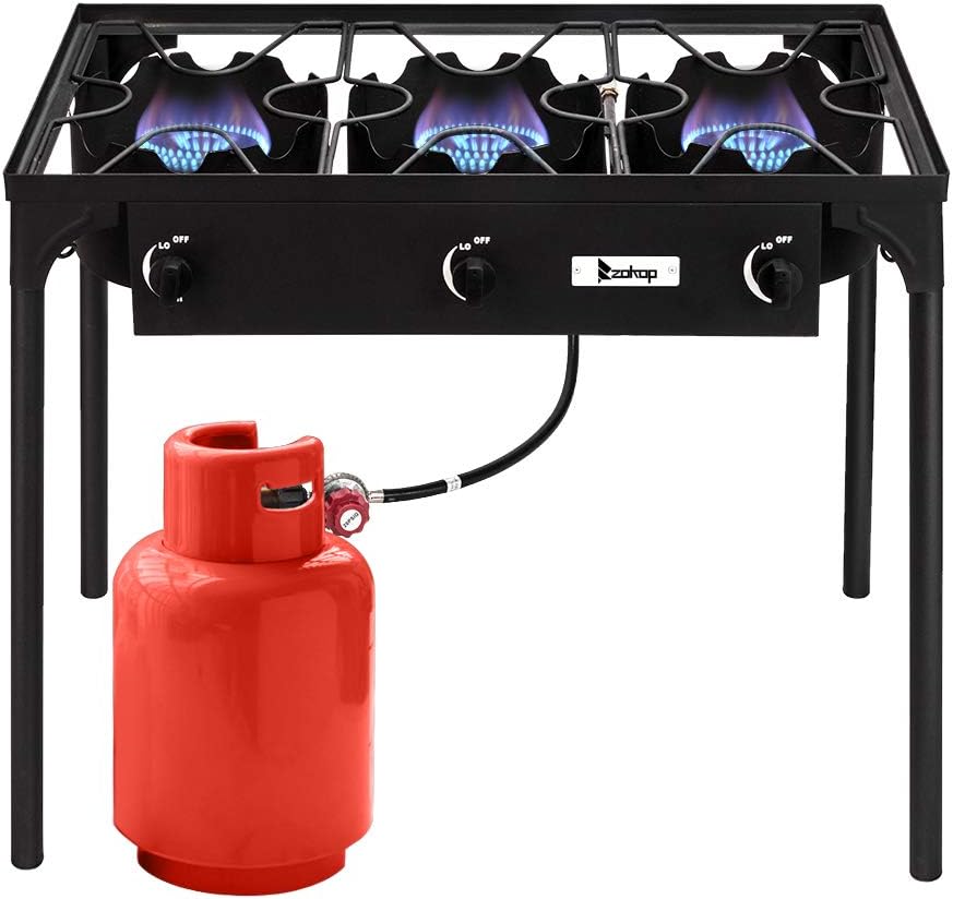 3 Burner Propane Camp Stove with Detachable Legs, 225000 BTU H65498
