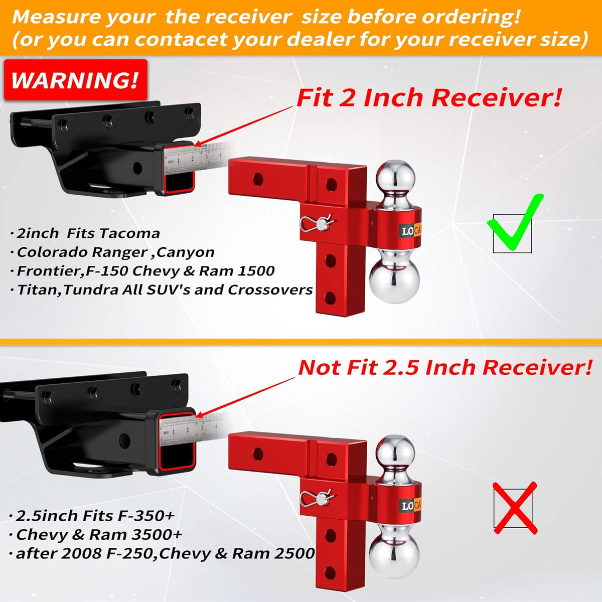 Adjustable Aluminum Trailer Hitch with Double Stainless Steel Pins V5778