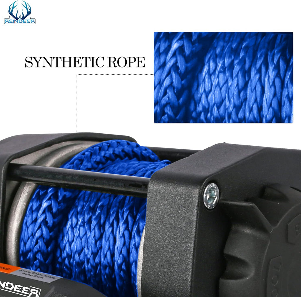 12V 3500 lb Electric Winch Kit Synthetic Rope with Hawse Fairlead Waterproof IP67 Wireless Remotes Z210542