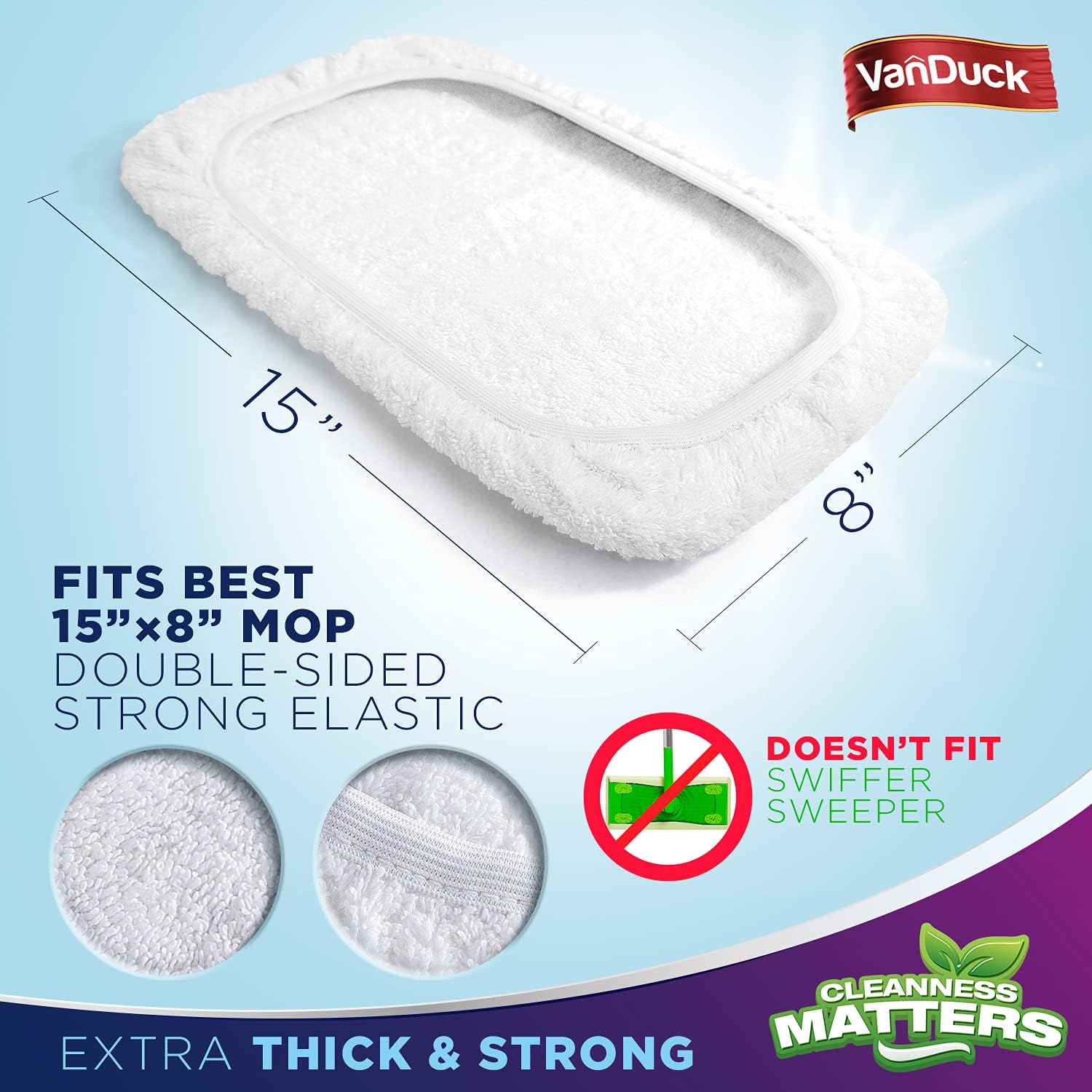 Cotton Terry Mop Pad 15x8 inch 12-Pack Y69841