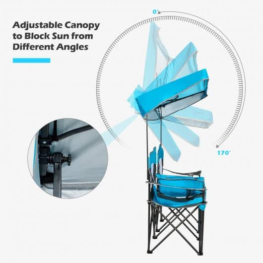 Blue Folding Camping Canopy Chair with Cup Holder Y921