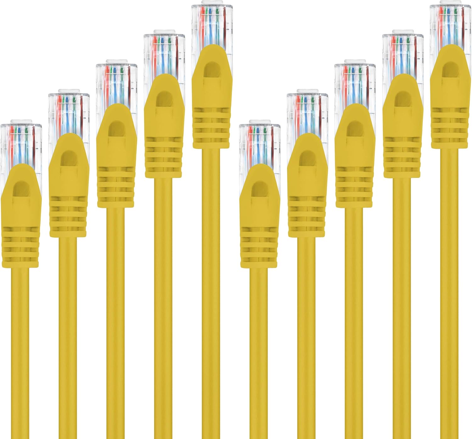 50-Pack Cat5e Patch Cable 1ft Cat 5e Ethernet Cable Snagless Yellow P263437