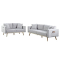 Light Gray Fabric Sofa Loveseat Set with USB Ports W629173