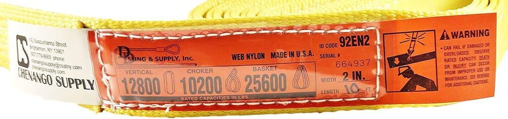 2 Ply Endless Nylon Lifting Slings, 12,800 lbs Vertical, 2x10' X63648
