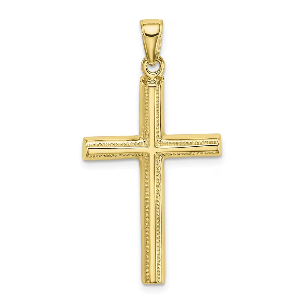 10k Solid Gold Polished Cross Pendant Necklace L902