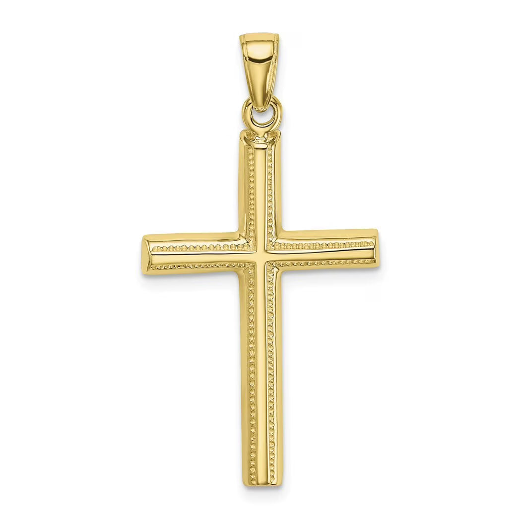 10k Solid Gold Polished Cross Pendant Necklace L902