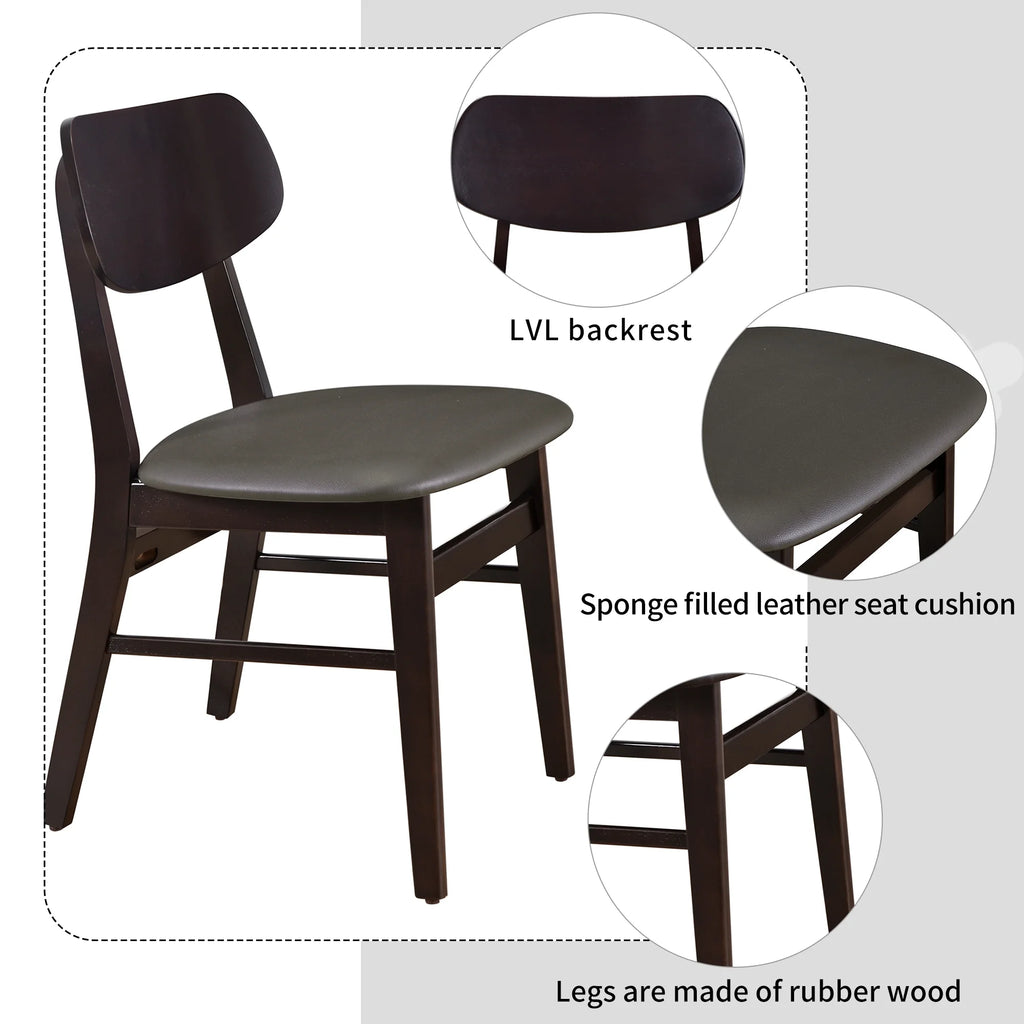 5-Piece Dining Table Set with 4 Faux Leather Dining Chairs S688086