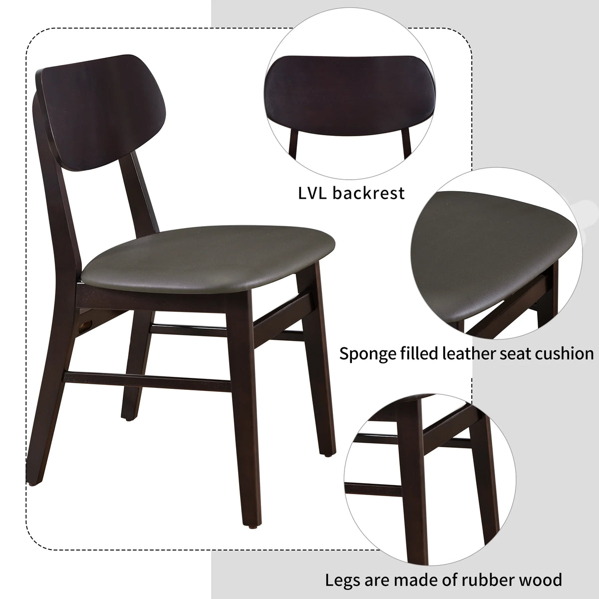 5-Piece Dining Table Set with 4 Faux Leather Dining Chairs S688086