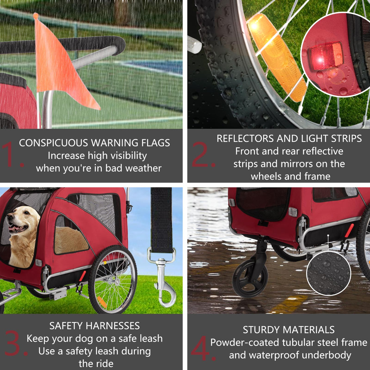 Red 3-in-1 Dog Bicycle Trailer, Stroller, and Jogging Stroller I560