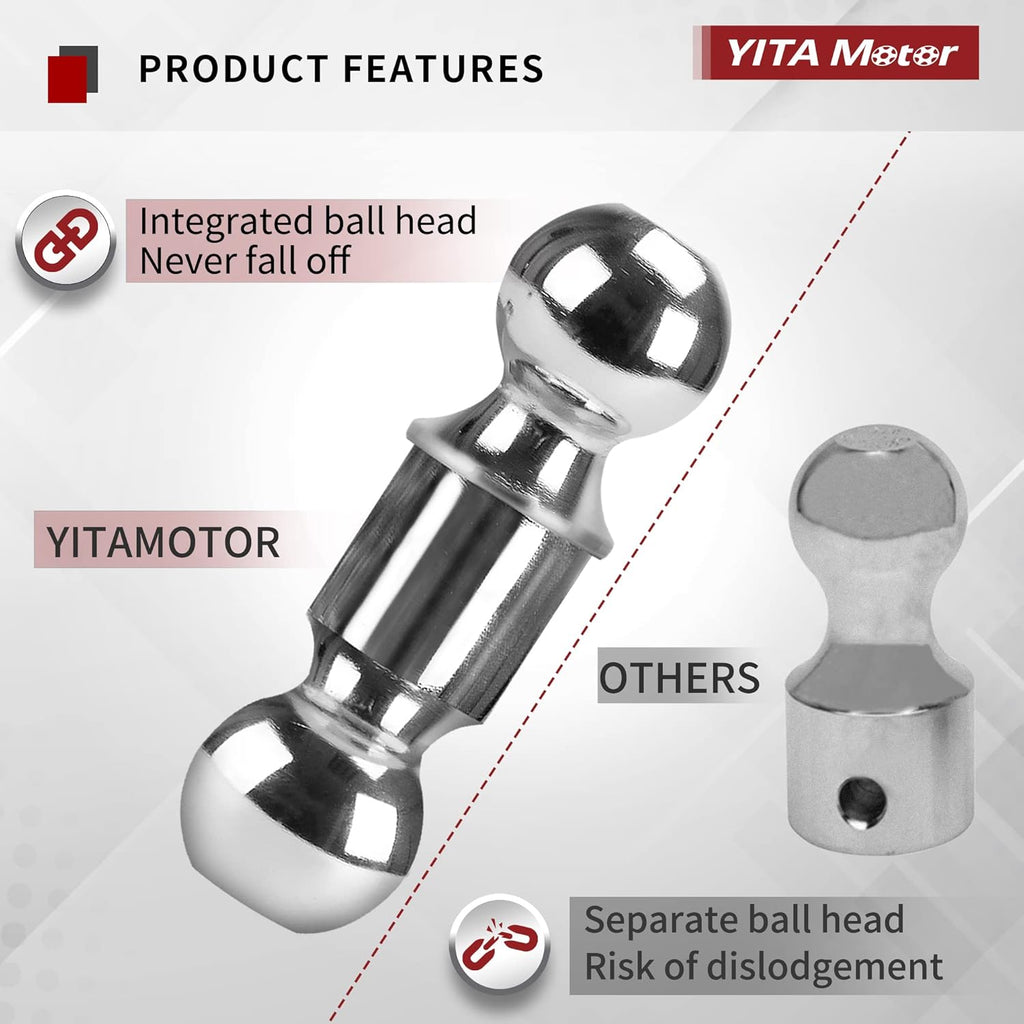 Adjustable Trailer Hitch Ball Mount, 2-Inch Receiver, 10-Inch Drop, Forged Aluminum Shank, 2-Inch and 2-5/16-Inch Combo Stainless Steel Tow Balls R455935