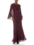 Sequined Cape Gown L396