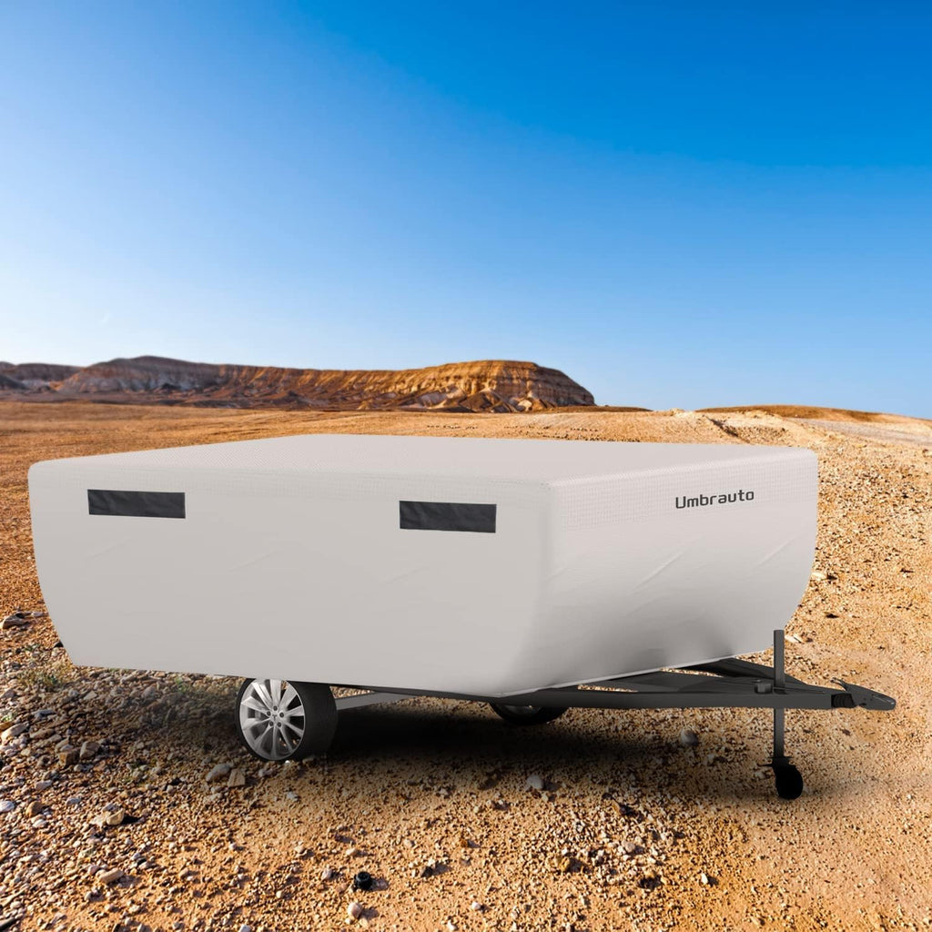 Pop Up Camper Cover Waterproof Ripstop Polypropylene Gray Fits 10' - 12' Trailers Q953
