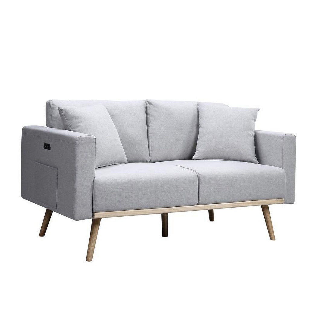 Light Gray Fabric Sofa Loveseat Set with USB Ports W629173