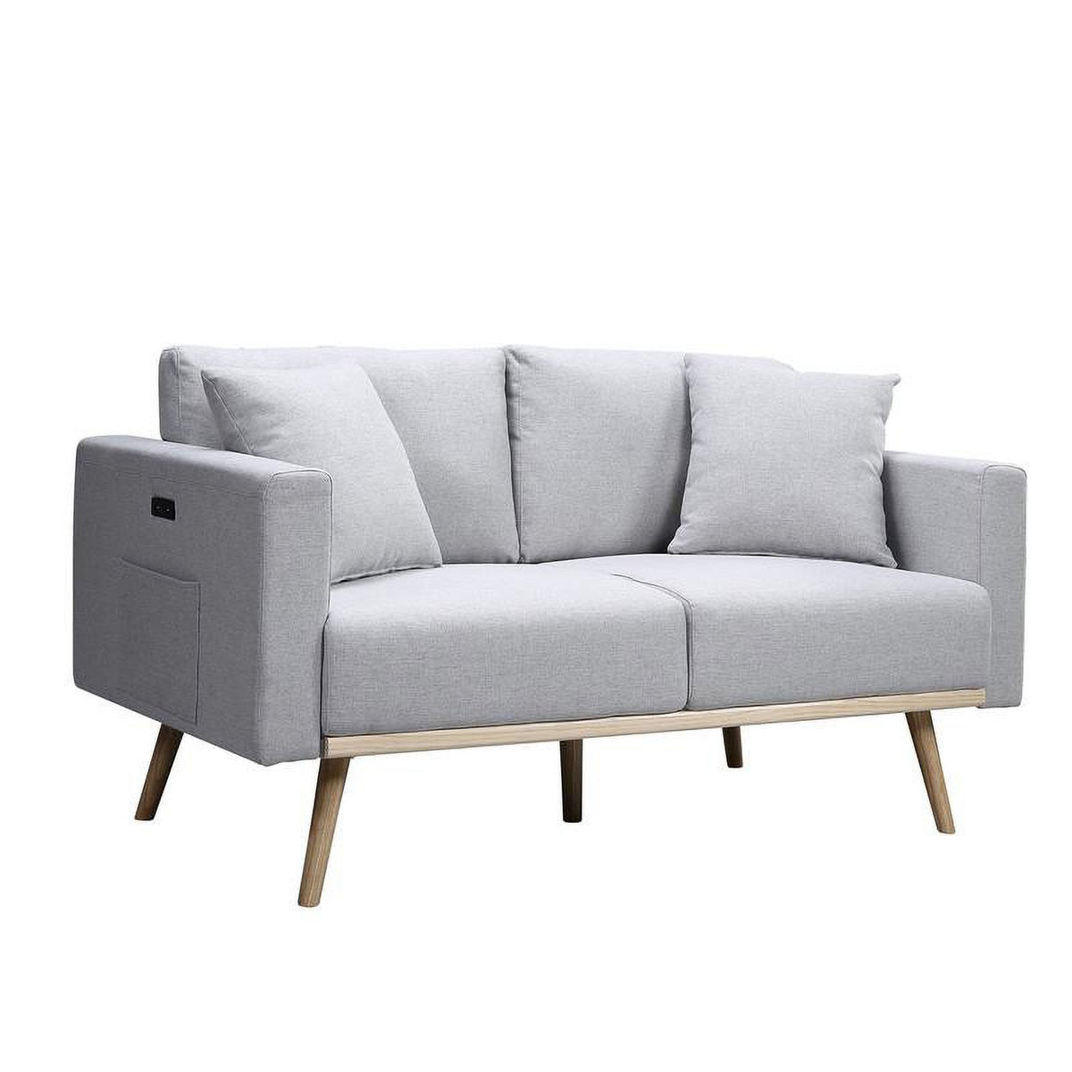 Light Gray Fabric Sofa Loveseat Set with USB Ports W629173