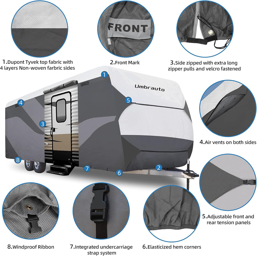 RV Trailer Cover Fits 27‘ - 30‘ Travel Trailer J634