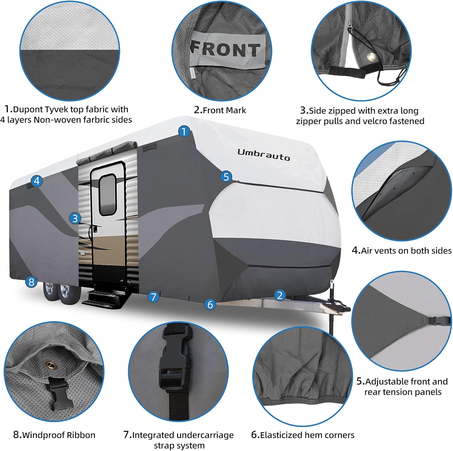 RV Trailer Cover Fits 27‘ - 30‘ Travel Trailer J634
