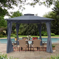 Gray 10x10 Ft Outdoor Gazebo Tent With Curtains O513