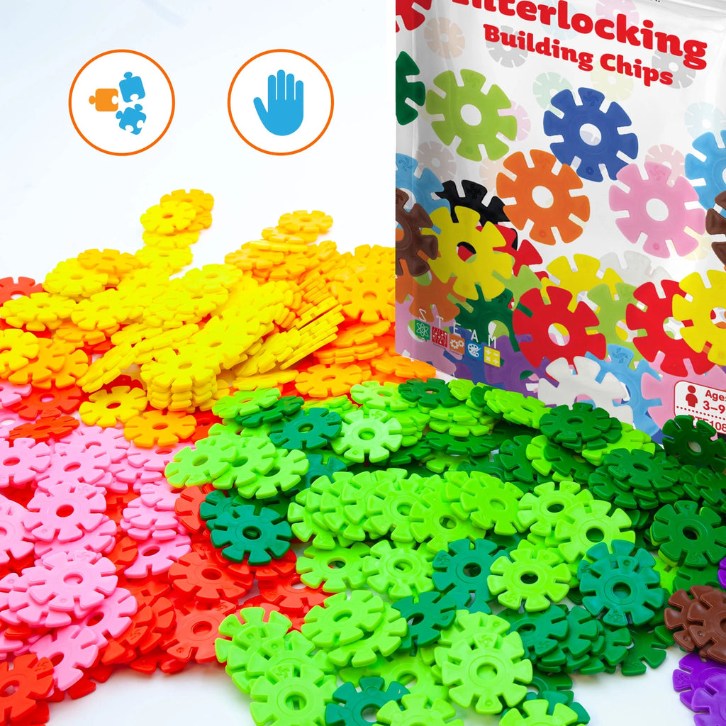 108 Pcs Interlocking Disc Construction Blocks in Orange T3836