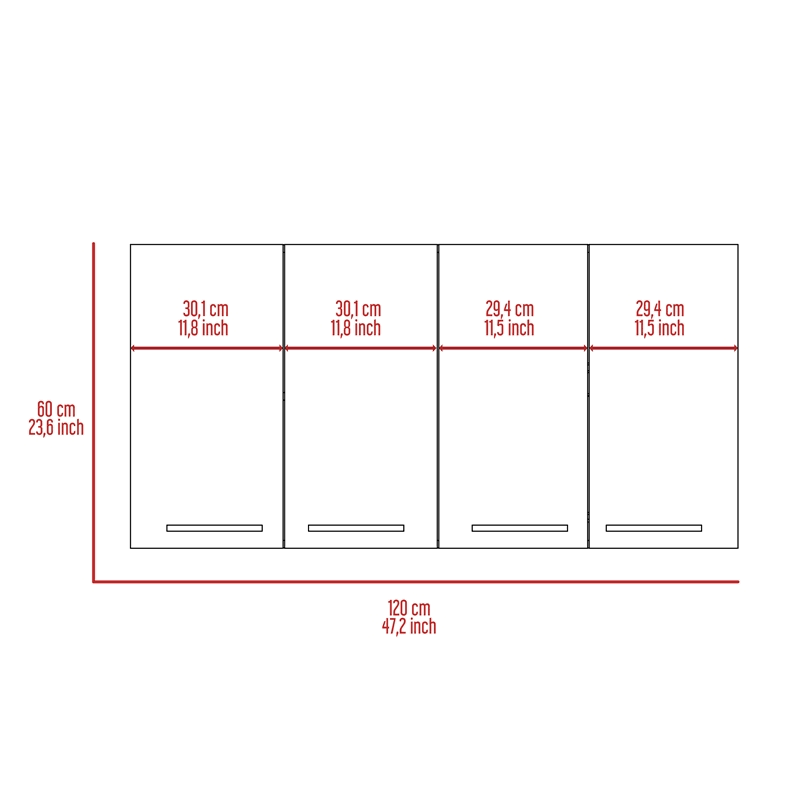 White Four-Door Wall Cabinet O1382