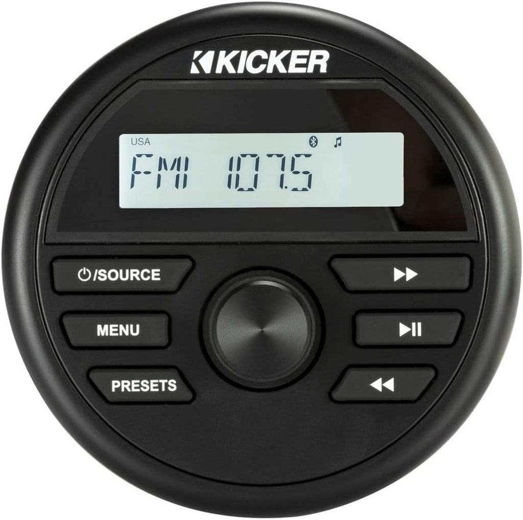Compact Gauge Mount Marine Grade Media Center Receiver with AM/FM Radio, USB and Bluetooth A6426