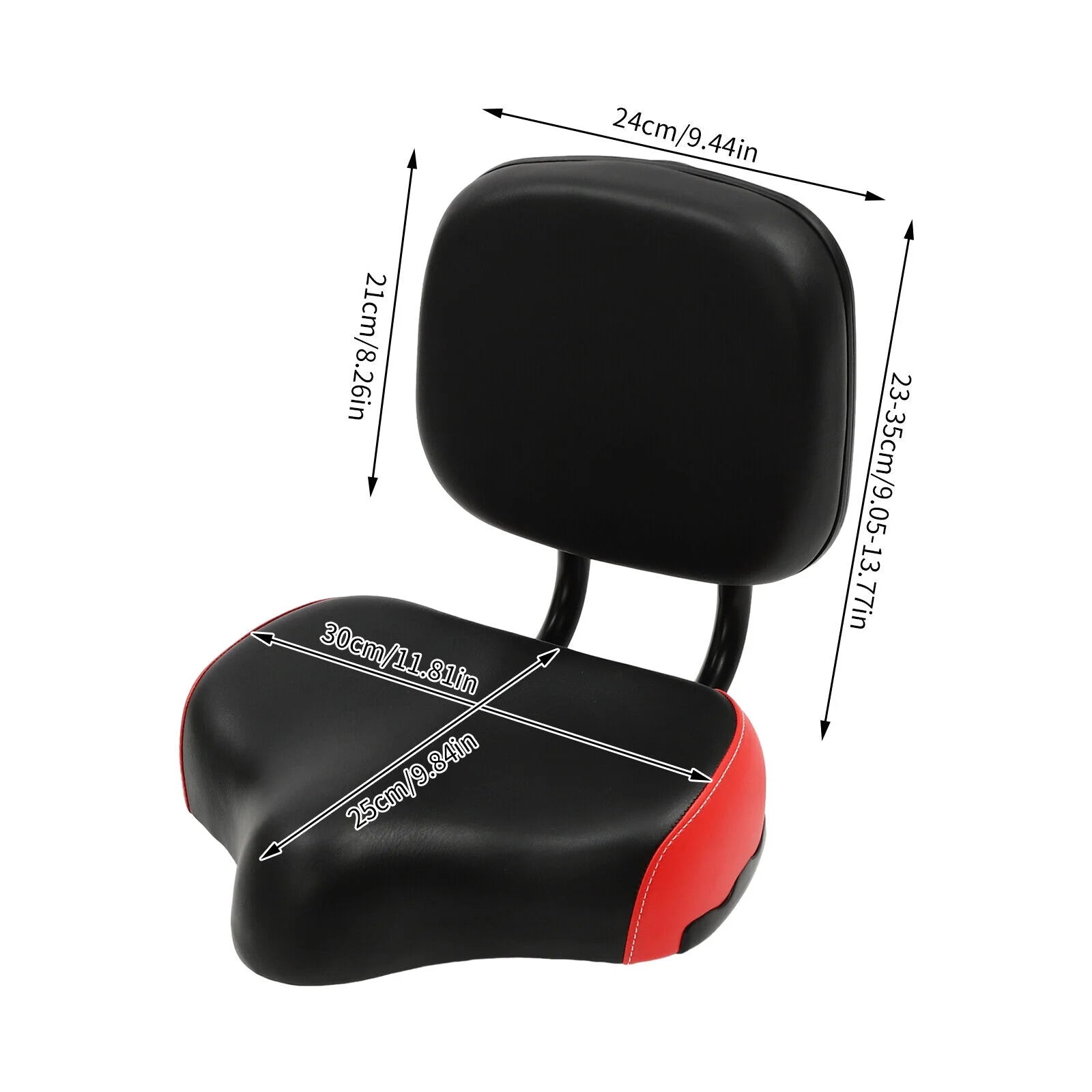 Red/Blue 11.5" x 9.5" Wide Bike Seat with Backrest X693773