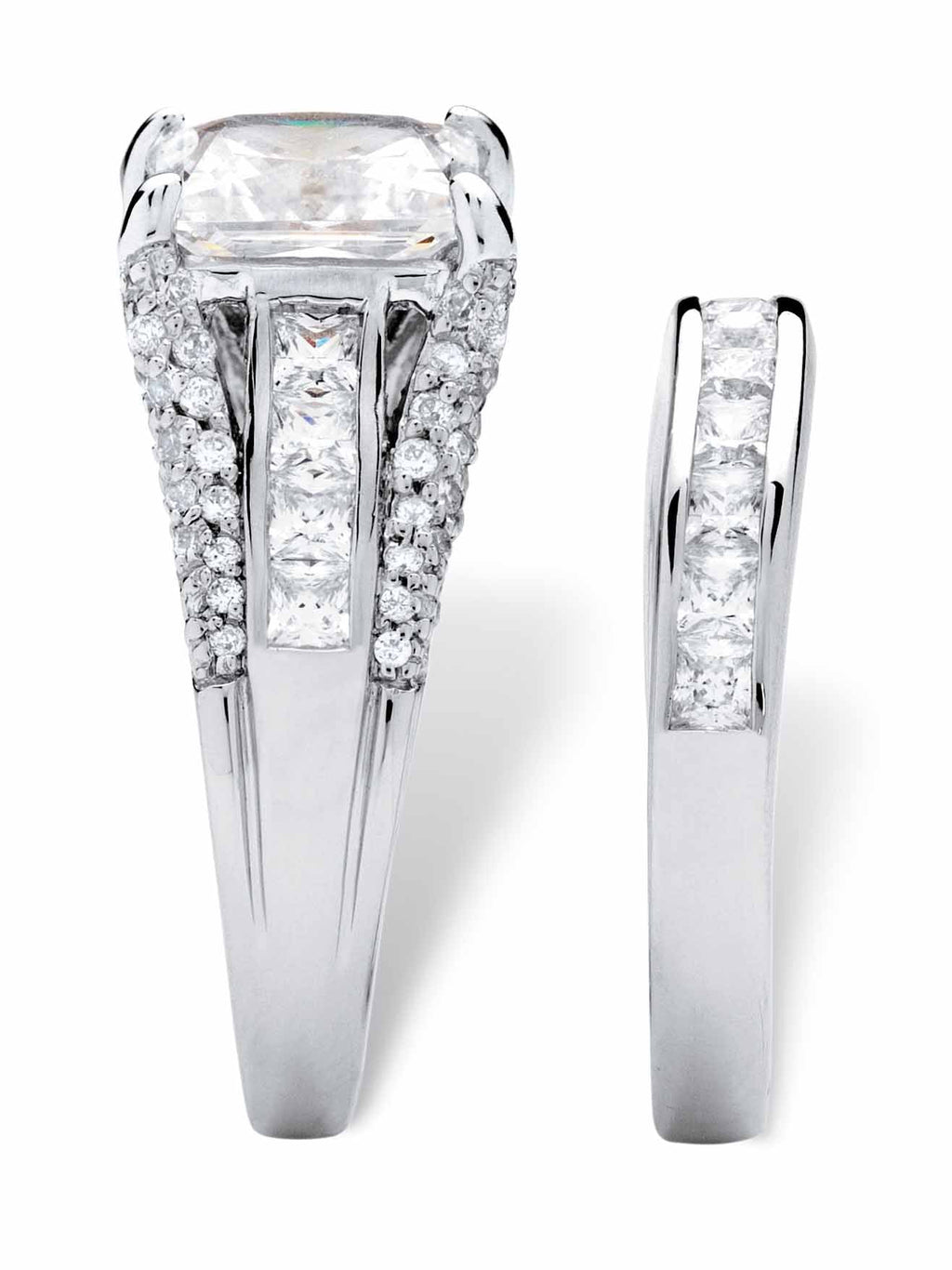 Platinum-plated Sterling Silver 2-Piece Bridal Ring Set with Cubic Zirconia A295260