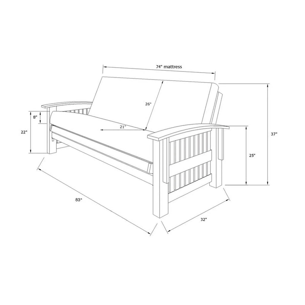 Walnut Futon with Drawers and Suede Peat Mattress K27387